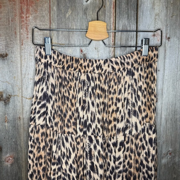Vintage Neo Nostalgia 90s Full Shirred Leopard Print Rayon Gauze Maxi Skirt L - Picture 2 of 9